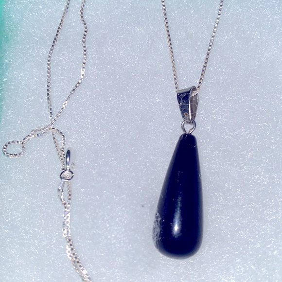 Hand Crafted Other - Natural Black Onyx Sterling Silver 18” Nec…